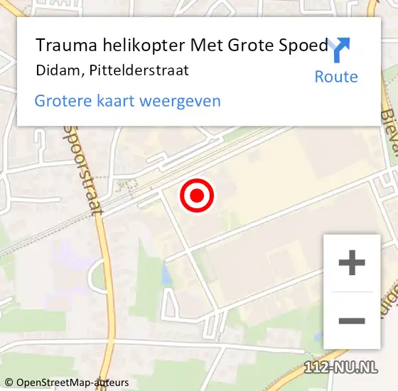 Locatie op kaart van de 112 melding: Trauma helikopter Met Grote Spoed Naar Didam, Pittelderstraat op 8 september 2021 11:30