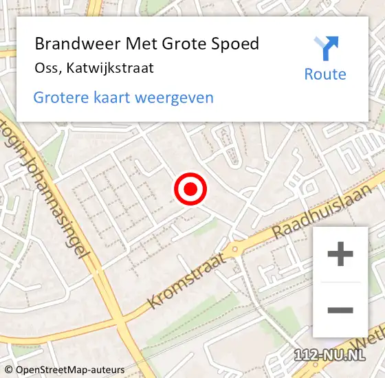 Locatie op kaart van de 112 melding: Brandweer Met Grote Spoed Naar Oss, Katwijkstraat op 8 september 2021 11:34