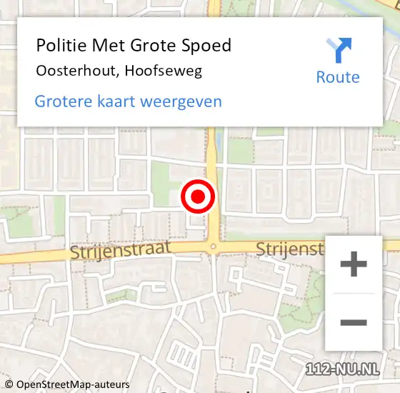 Locatie op kaart van de 112 melding: Politie Met Grote Spoed Naar Oosterhout, Hoofseweg op 8 september 2021 11:38