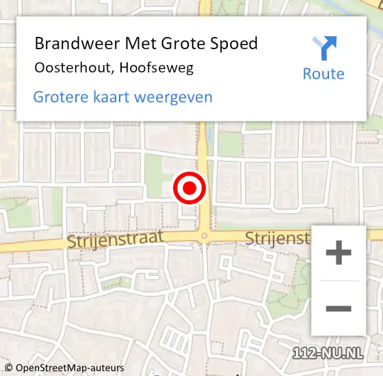 Locatie op kaart van de 112 melding: Brandweer Met Grote Spoed Naar Oosterhout, Hoofseweg op 8 september 2021 11:38