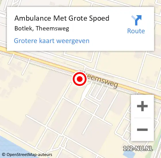 Locatie op kaart van de 112 melding: Ambulance Met Grote Spoed Naar Botlek, Theemsweg op 8 september 2021 11:43