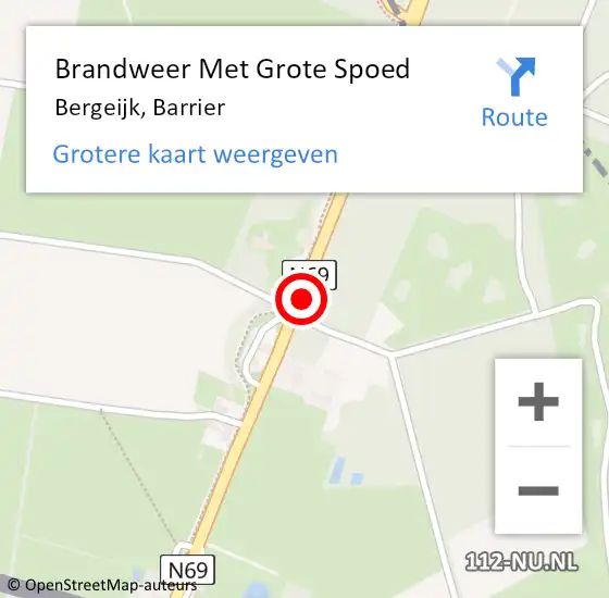 Locatie op kaart van de 112 melding: Brandweer Met Grote Spoed Naar Bergeijk, Barrier op 8 september 2021 11:51