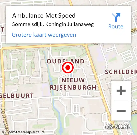 Locatie op kaart van de 112 melding: Ambulance Met Spoed Naar Sommelsdijk, Koningin Julianaweg op 8 september 2021 11:52