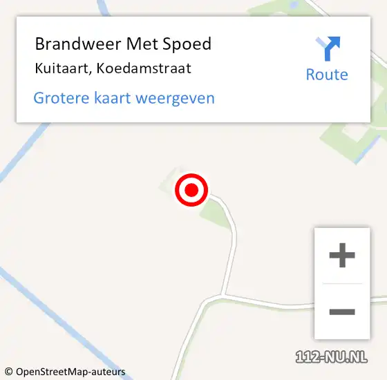 Locatie op kaart van de 112 melding: Brandweer Met Spoed Naar Kuitaart, Koedamstraat op 8 september 2021 12:17