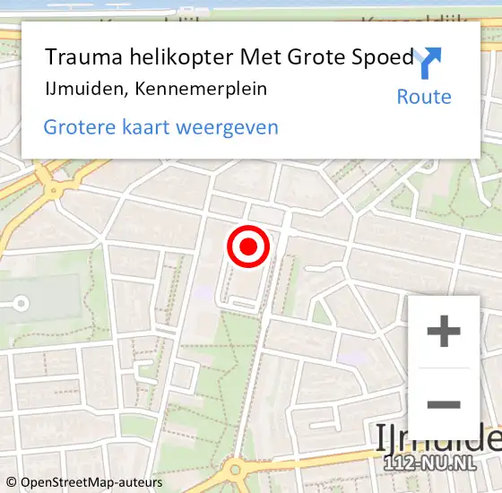 Locatie op kaart van de 112 melding: Trauma helikopter Met Grote Spoed Naar IJmuiden, Kennemerplein op 8 september 2021 12:43