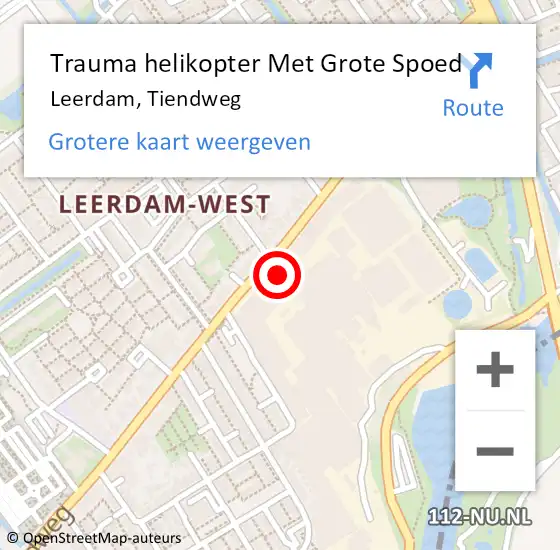 Locatie op kaart van de 112 melding: Trauma helikopter Met Grote Spoed Naar Leerdam, Tiendweg op 8 september 2021 12:56