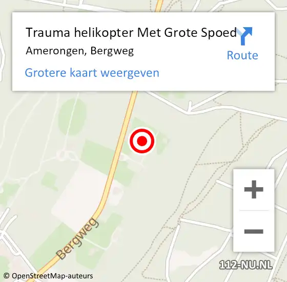 Locatie op kaart van de 112 melding: Trauma helikopter Met Grote Spoed Naar Amerongen, Bergweg op 8 september 2021 13:01