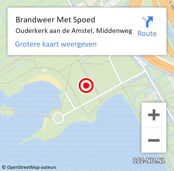 Locatie op kaart van de 112 melding: Brandweer Met Spoed Naar Ouderkerk aan de Amstel, Middenweg op 8 september 2021 13:20