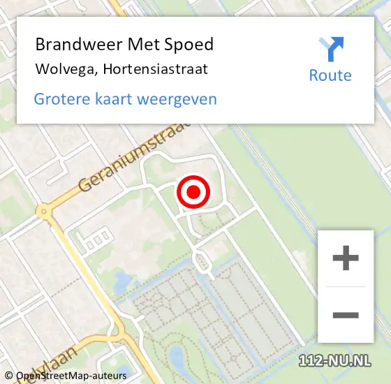 Locatie op kaart van de 112 melding: Brandweer Met Spoed Naar Wolvega, Hortensiastraat op 8 september 2021 13:31