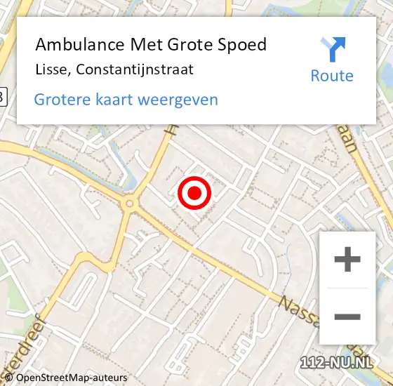 Locatie op kaart van de 112 melding: Ambulance Met Grote Spoed Naar Lisse, Constantijnstraat op 8 september 2021 13:36