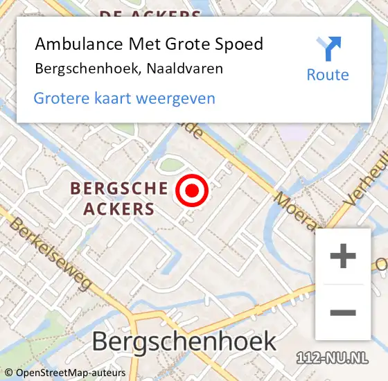 Locatie op kaart van de 112 melding: Ambulance Met Grote Spoed Naar Bergschenhoek, Naaldvaren op 8 september 2021 13:40