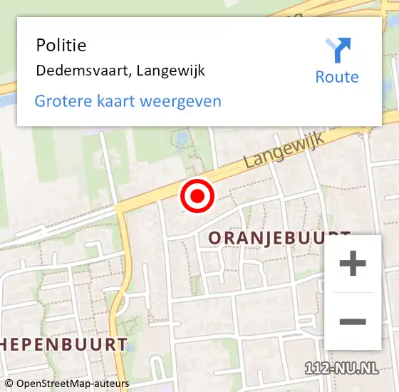 Locatie op kaart van de 112 melding: Politie Dedemsvaart, Langewijk op 8 september 2021 13:40