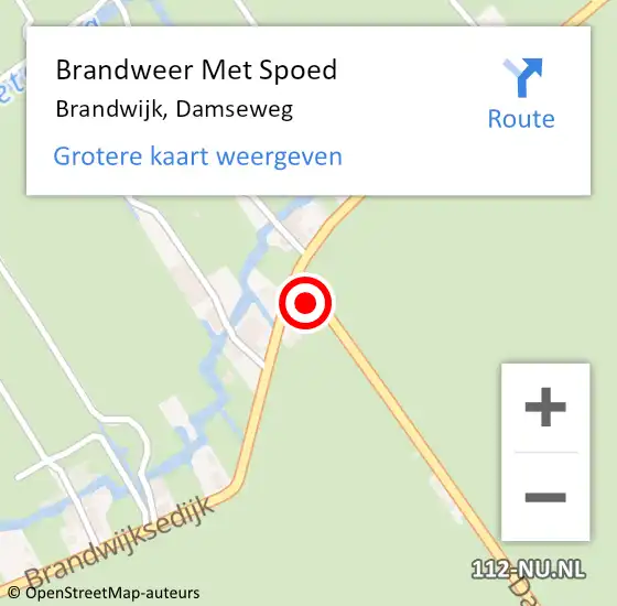 Locatie op kaart van de 112 melding: Brandweer Met Spoed Naar Brandwijk, Damseweg op 8 september 2021 13:45