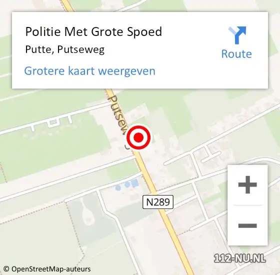 Locatie op kaart van de 112 melding: Politie Met Grote Spoed Naar Putte, Putseweg op 8 september 2021 13:48