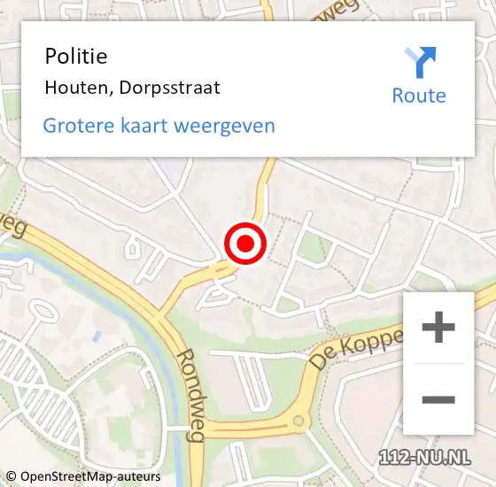 Locatie op kaart van de 112 melding: Politie Houten, Dorpsstraat op 8 september 2021 13:51