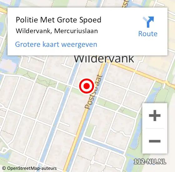 Locatie op kaart van de 112 melding: Politie Met Grote Spoed Naar Wildervank, Mercuriuslaan op 8 september 2021 14:08