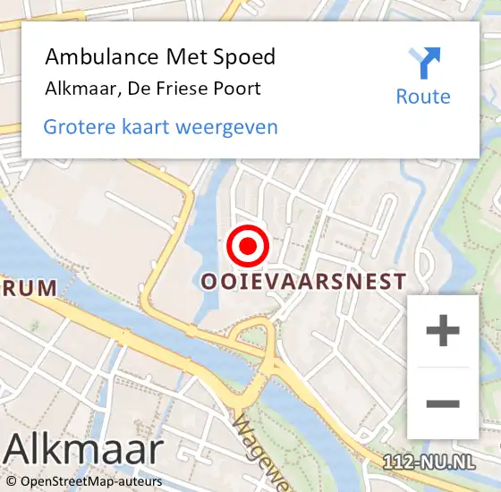 Locatie op kaart van de 112 melding: Ambulance Met Spoed Naar Alkmaar, De Friese Poort op 8 september 2021 14:11