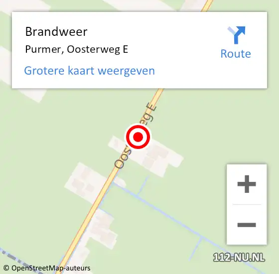 Locatie op kaart van de 112 melding: Brandweer Purmer, Oosterweg E op 8 september 2021 14:13