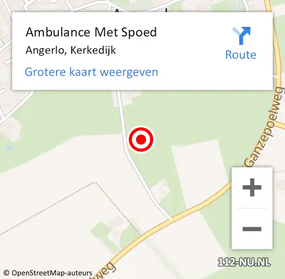 Locatie op kaart van de 112 melding: Ambulance Met Spoed Naar Angerlo, Kerkedijk op 8 september 2021 14:15