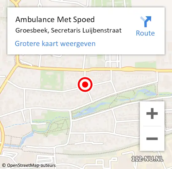 Locatie op kaart van de 112 melding: Ambulance Met Spoed Naar Groesbeek, Secretaris Luijbenstraat op 8 september 2021 14:33