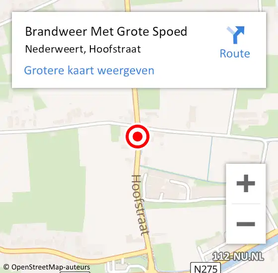 Locatie op kaart van de 112 melding: Brandweer Met Grote Spoed Naar Nederweert, Hoofstraat op 8 september 2021 14:38