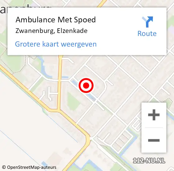 Locatie op kaart van de 112 melding: Ambulance Met Spoed Naar Zwanenburg, Elzenkade op 8 september 2021 14:54