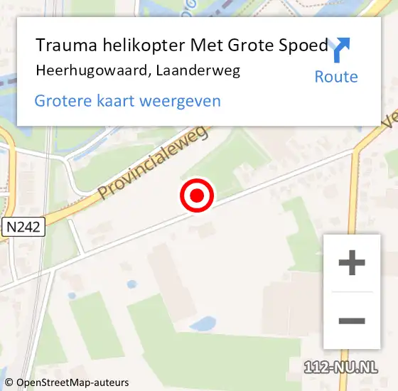 Locatie op kaart van de 112 melding: Trauma helikopter Met Grote Spoed Naar Heerhugowaard, Laanderweg op 8 september 2021 15:02