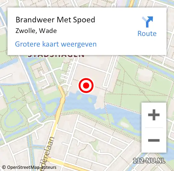 Locatie op kaart van de 112 melding: Brandweer Met Spoed Naar Zwolle, Wade op 8 september 2021 15:11