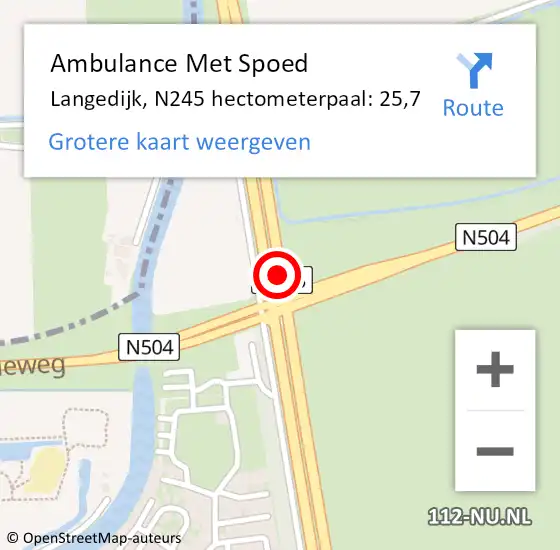 Locatie op kaart van de 112 melding: Ambulance Met Spoed Naar Langedijk, N245 hectometerpaal: 25,7 op 8 september 2021 15:14