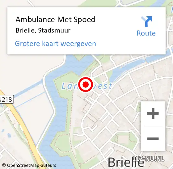 Locatie op kaart van de 112 melding: Ambulance Met Spoed Naar Brielle, Stadsmuur op 8 september 2021 15:15