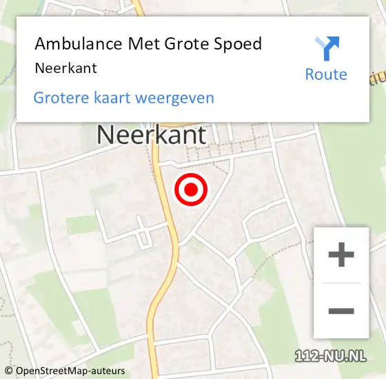 Locatie op kaart van de 112 melding: Ambulance Met Grote Spoed Naar Neerkant op 8 september 2021 15:17