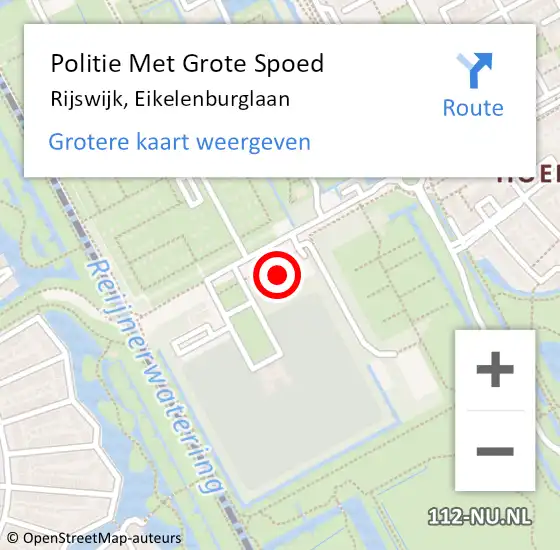 Locatie op kaart van de 112 melding: Politie Met Grote Spoed Naar Rijswijk, Eikelenburglaan op 8 september 2021 15:34