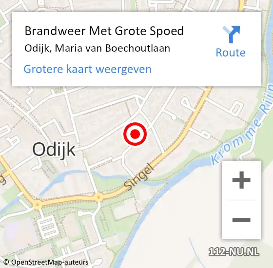 Locatie op kaart van de 112 melding: Brandweer Met Grote Spoed Naar Odijk, Maria van Boechoutlaan op 8 september 2021 15:35