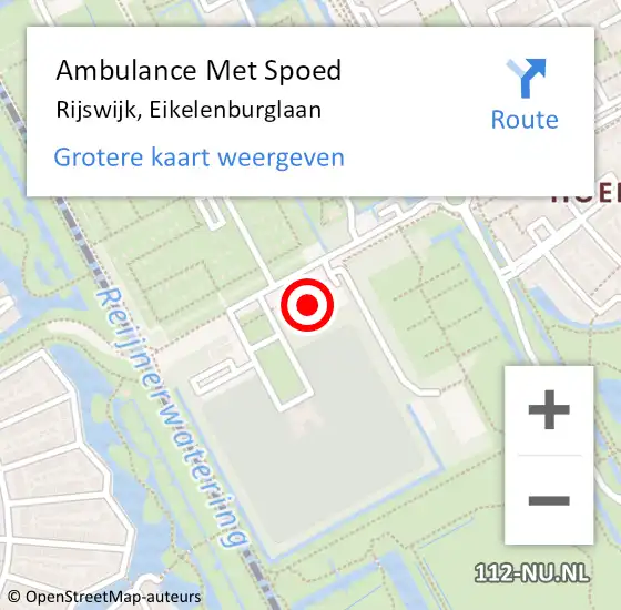 Locatie op kaart van de 112 melding: Ambulance Met Spoed Naar Rijswijk, Eikelenburglaan op 8 september 2021 15:39
