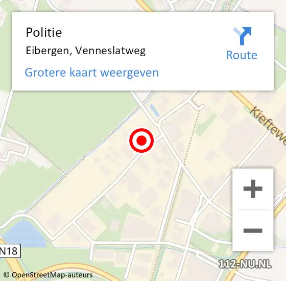 Locatie op kaart van de 112 melding: Politie Eibergen, Venneslatweg op 8 september 2021 15:40