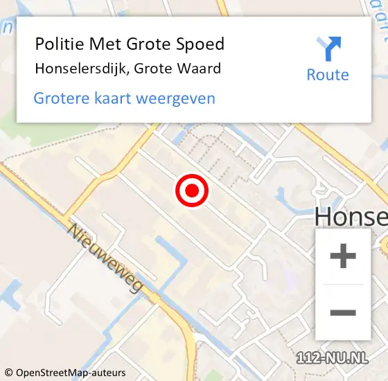 Locatie op kaart van de 112 melding: Politie Met Grote Spoed Naar Honselersdijk, Grote Waard op 8 september 2021 15:45