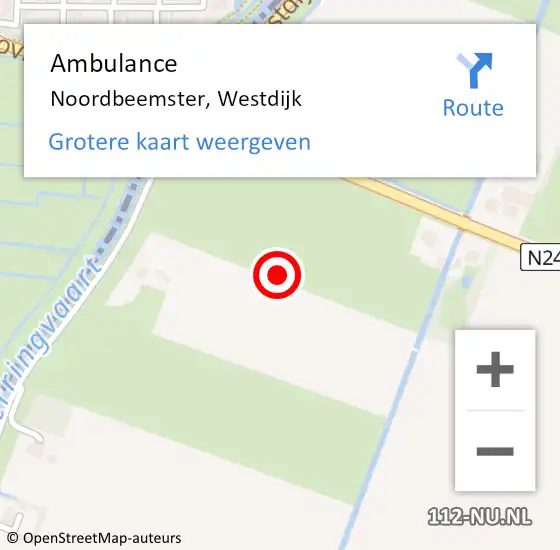 Locatie op kaart van de 112 melding: Ambulance Noordbeemster, Westdijk op 8 september 2021 15:45