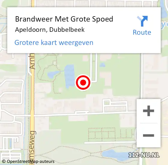 Locatie op kaart van de 112 melding: Brandweer Met Grote Spoed Naar Apeldoorn, Dubbelbeek op 8 september 2021 15:47