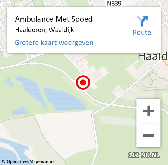 Locatie op kaart van de 112 melding: Ambulance Met Spoed Naar Haalderen, Waaldijk op 8 september 2021 15:49