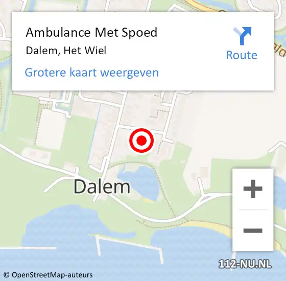 Locatie op kaart van de 112 melding: Ambulance Met Spoed Naar Dalem, Het Wiel op 8 september 2021 15:52