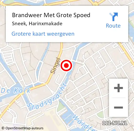 Locatie op kaart van de 112 melding: Brandweer Met Grote Spoed Naar Sneek, Harinxmakade op 8 september 2021 15:54