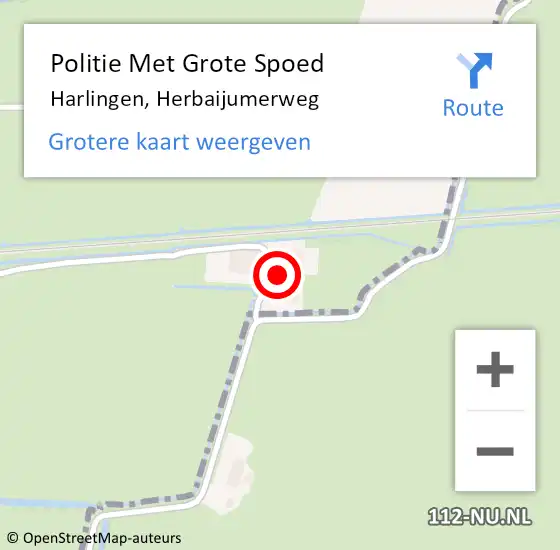 Locatie op kaart van de 112 melding: Politie Met Grote Spoed Naar Harlingen, Herbaijumerweg op 8 september 2021 16:09