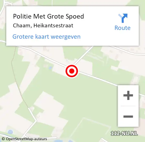 Locatie op kaart van de 112 melding: Politie Met Grote Spoed Naar Chaam, Heikantsestraat op 8 september 2021 16:09