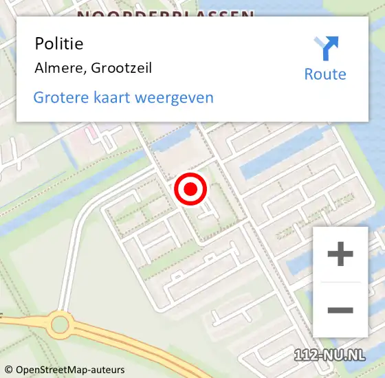 Locatie op kaart van de 112 melding: Politie Almere, Grootzeil op 8 september 2021 16:13