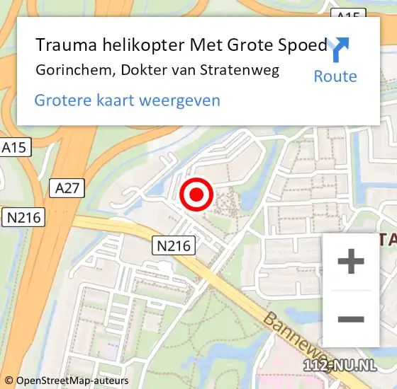 Locatie op kaart van de 112 melding: Trauma helikopter Met Grote Spoed Naar Gorinchem, Dokter van Stratenweg op 8 september 2021 16:18