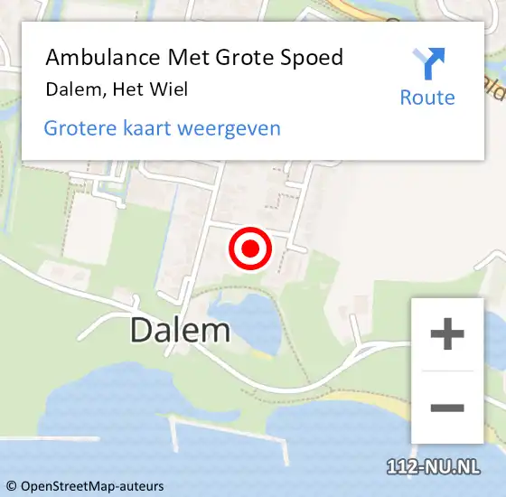 Locatie op kaart van de 112 melding: Ambulance Met Grote Spoed Naar Dalem, Het Wiel op 8 september 2021 16:22