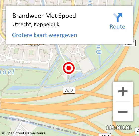 Locatie op kaart van de 112 melding: Brandweer Met Spoed Naar Utrecht, Koppeldijk op 8 september 2021 16:23