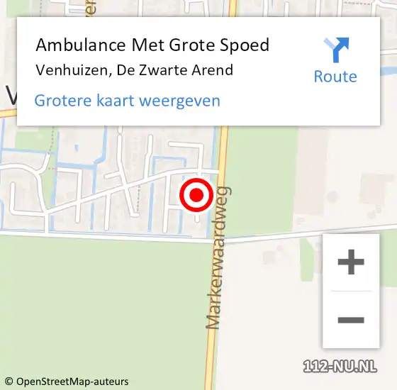 Locatie op kaart van de 112 melding: Ambulance Met Grote Spoed Naar Venhuizen, De Zwarte Arend op 8 september 2021 16:25