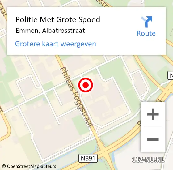 Locatie op kaart van de 112 melding: Politie Met Grote Spoed Naar Emmen, Albatrosstraat op 8 september 2021 16:30