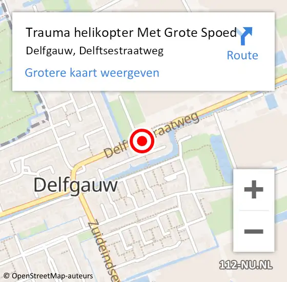 Locatie op kaart van de 112 melding: Trauma helikopter Met Grote Spoed Naar Delfgauw, Delftsestraatweg op 8 september 2021 16:34